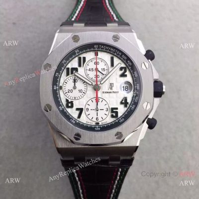 Swiss 3126 Audemars Piguet Royal Oak Offshore Watch Arabic Markers Black Leather Band 